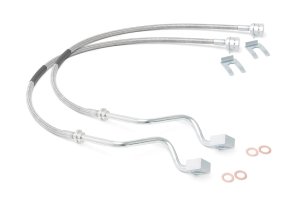 Ford F-250 Super Duty Brake Lines - Front - Rough Country - 4-8 Inch Lift - Stainless - '99-'04 Ford F-250 Super Duty Brake Lines - Front - Rough Country - 4-8 Inch Lift - Stainless - '99-'04